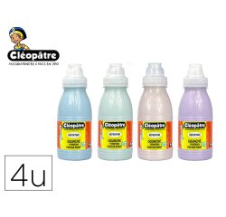 Peinture a l'eau cleopatre nefertari pailletee tous      supports flacon 250ml coloris pastel assortis lot 4 unites