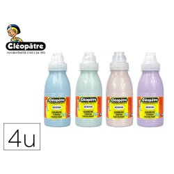 Peinture a l'eau cleopatre nefertari pailletee tous      supports flacon 250ml coloris pastel assortis lot 4 unites