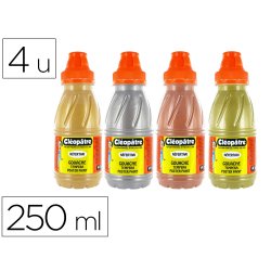 Gel paillete cleopatre nefertari decor tous supports bouteille 250ml coloris       pastel assortis lot 4 unites