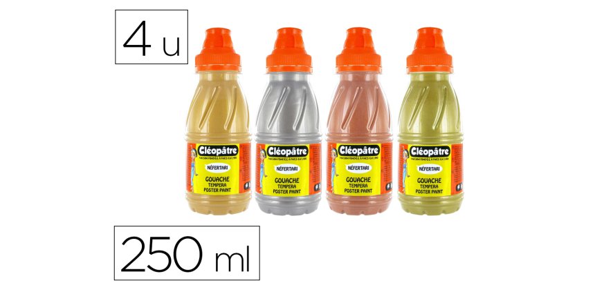 Gel paillete cleopatre nefertari decor tous supports bouteille 250ml coloris       pastel assortis lot 4 unites