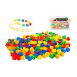 Perles a enfiler culture club dimension 1,7cm formes et     coloris assortis boite 350    unites + 8 lacets 90cm