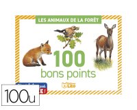 Bon points editions lito les animaux de la foret texte     pedagogique verso 61x82mm     boite 100 unites