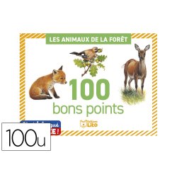 Bon points editions lito les animaux de la foret texte     pedagogique verso 61x82mm     boite 100 unites