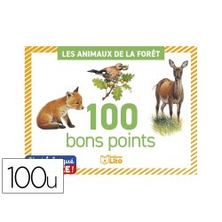 Bon points editions lito les animaux de la foret texte     pedagogique verso 61x82mm     boite 100 unites