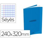Cahier conquerant classique agrafe 240x320mm 96 pages     seyes 90g couverture carte    recyclee coloris bleu