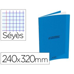 Cahier conquerant classique agrafe 240x320mm 96 pages     seyes 90g couverture carte    recyclee coloris bleu