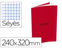 Cahier conquerant classique agrafe 240x320mm 96 pages     seyes 90g couverture carte    recyclee coloris rouge