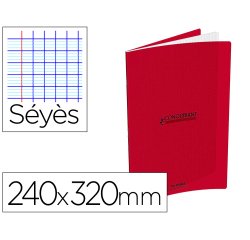 Cahier conquerant classique agrafe 240x320mm 96 pages     seyes 90g couverture carte    recyclee coloris rouge