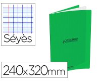 Cahier conquerant classique agrafe 240x320mm 96 pages     seyes 90g couverture carte    recyclee coloris vert