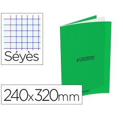 Cahier conquerant classique agrafe 240x320mm 96 pages     seyes 90g couverture carte    recyclee coloris vert
