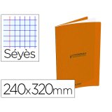 Cahier conquerant classique agrafe 240x320mm 96 pages     seyes 90g couverture carte    recyclee coloris orange