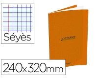 Cahier conquerant classique agrafe 240x320mm 96 pages     seyes 90g couverture carte    recyclee coloris orange