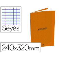 Cahier conquerant classique agrafe 240x320mm 96 pages     seyes 90g couverture carte    recyclee coloris orange