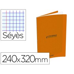 Cahier conquerant classique agrafe 240x320mm 96 pages     seyes 90g couverture carte    recyclee coloris orange