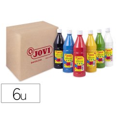 Gouache liquide jovi set b 1000ml couleurs primaires     assortis boite 6 bouteilles