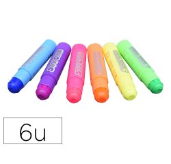 Baton gouache stick'color solide tous supports coloris  fluo assortis boite 6 unites