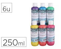 Peinture tissu o'color 250ml coloris nacres assortis       coffret polypro 6 unites