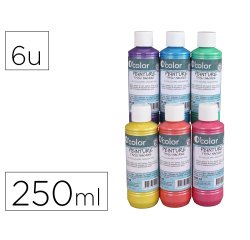 Peinture tissu o'color 250ml coloris nacres assortis       coffret polypro 6 unites