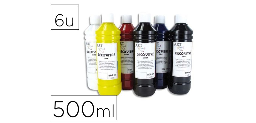 Peinture liquide o'color deco vitre 500ml coloris assortis  coffret 6 bouteilles