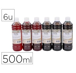 Encre a dessiner o'color 500ml couleurs                complementaires assorties     coffret 6 unites