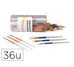 Boite mixte o'color pinceau poils poney et brosses soie   porc virole aluminium manche  plastique grip 36 unites