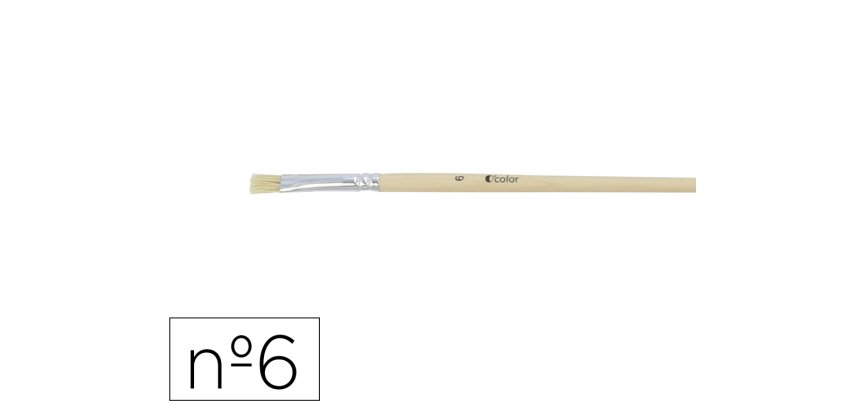 Brosse plate o'color poils soie porc nº6 virole          aluminium manche bois naturel lot 10 unites