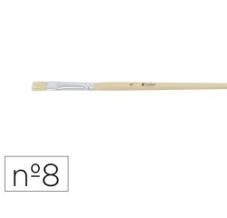 Brosse plate o'color poils soie porc nº8 virole          aluminium manche bois naturel lot 10 unites