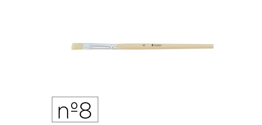 Brosse plate o'color poils soie porc nº8 virole          aluminium manche bois naturel lot 10 unites