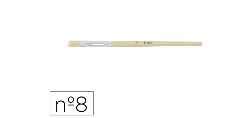 Brosse plate o'color poils soie porc nº8 virole          aluminium manche bois naturel lot 10 unites