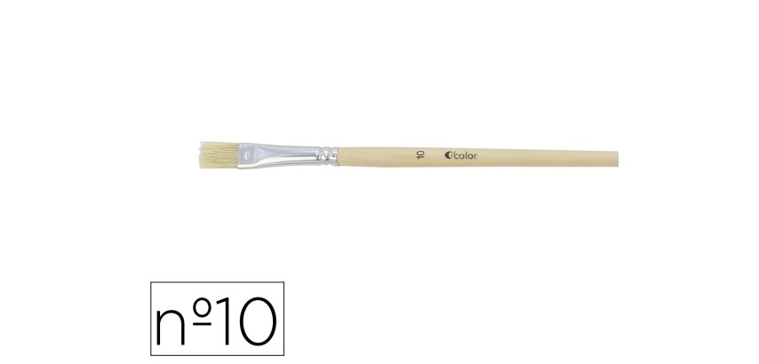 Brosse plate o'color poils soie porc nº10 virole         aluminium manche bois naturel lot 10 unites