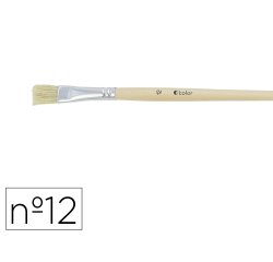 Brosse plate o'color poils soie porc nº12 virole         aluminium manche bois naturel lot 10 unites