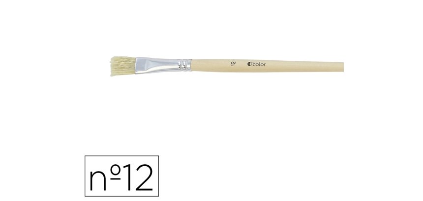 Brosse plate o'color poils soie porc nº12 virole         aluminium manche bois naturel lot 10 unites