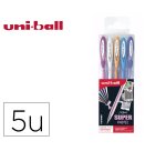 Pochette uniball signo roller encre gel ecriture moyenne    coloris pastel blanc / bleu / orange / rose / violet 5