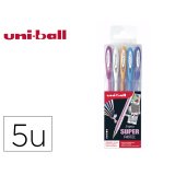 Pochette uniball signo roller encre gel ecriture moyenne    coloris pastel blanc / bleu / orange / rose / violet 5