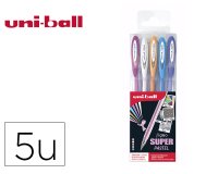 Pochette uniball signo roller encre gel ecriture moyenne    coloris pastel blanc / bleu / orange / rose / violet 5