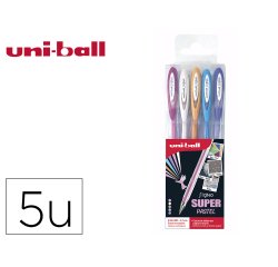 Pochette uniball signo roller encre gel ecriture moyenne    coloris pastel blanc / bleu / orange / rose / violet 5