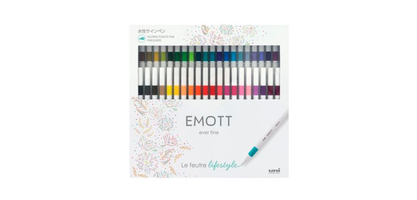 Coffret uniball feutre emott pointe fine multicolor 40     unites