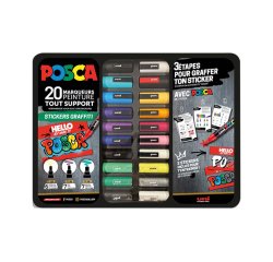 Mallette posca marqueur my blaze 20 unites coloris       assortis