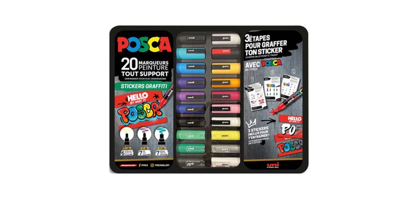 Mallette posca marqueur my blaze 20 unites coloris       assortis
