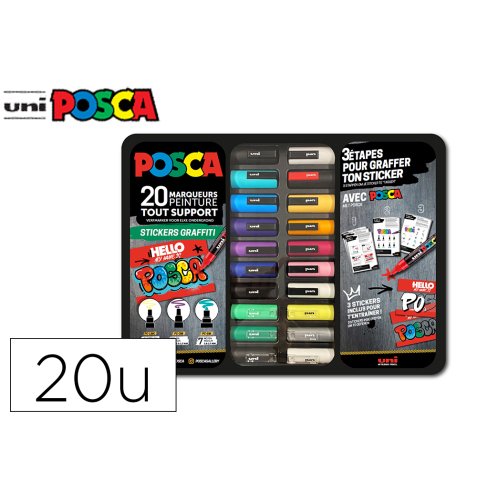 Mallette posca marqueur my blaze 20 unites coloris       assortis