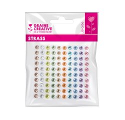 1 planche graine creative de 100 strass 5 mm couleurs      pastel