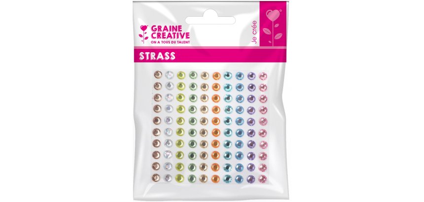 1 planche graine creative de 100 strass 5 mm couleurs      pastel