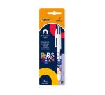 Stylo-bille bic 4 couleurs paris 2024 pointe moyenne 1mm retractable corps plastique modeles assortis blister 1 unite