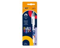 Stylo-bille bic 4 couleurs paris 2024 pointe moyenne 1mm retractable corps plastique modeles assortis blister 1 unite