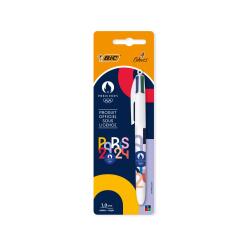 Stylo-bille bic 4 couleurs paris 2024 pointe moyenne 1mm retractable corps plastique modeles assortis blister 1 unite