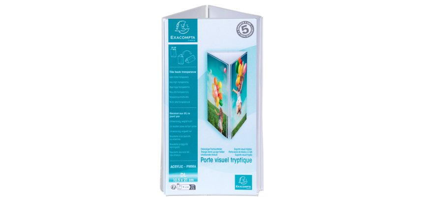 Porte-visuel tryptique DL - Cristal