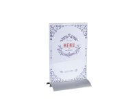 Porte-visuel vertical pied aluminium A5 - Cristal