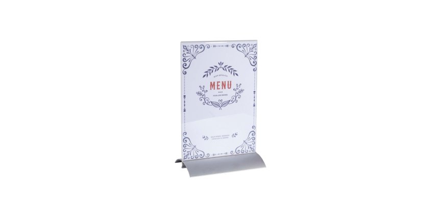 Porte-visuel vertical pied aluminium A5 - Cristal