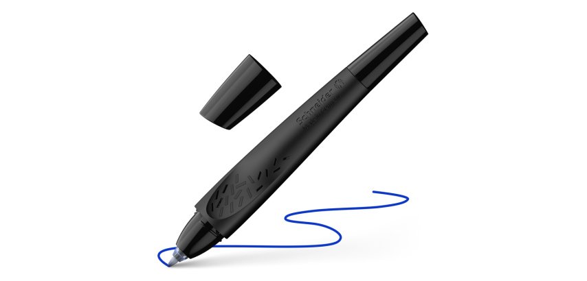 Roller a cartouche schneider breeze grip antiderapant      trait moyen encre bleu royal  effacable coloris noir-noir