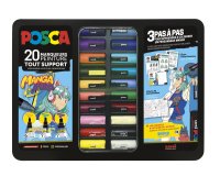 Marqueur posca coloris assortis malette metal noire  20 unites